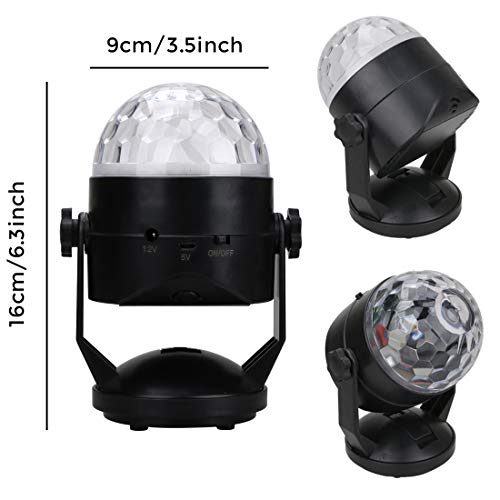 Sound Activated Party Lights with Remote Control, Battery Powered/USB Portable RBG Disco Ball Light, Dj Lighting, Strobe Lamp 7 Modes Stage Party Supplies for Home Room Dance Parties Birthday Karaoke