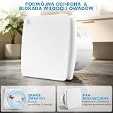 Wentylator Łazienkowy 150 mm Cichy z Czujnikiem Wilgotności i Timerem 12W