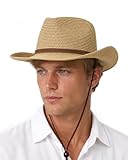 Zylioo XL/XXL Cowboy Sun Hats Large Straw Hat Summer Western Hat UPF50+ Sun Protection for Beach Hiking Khaki