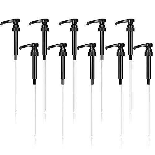 10pcs Syrup Pumps,Coffee Syrup Pump Dispenser Fits 750ml-25.4 oz Bottles,Replacement Syrup Bottle Pump Dispenser for Flavorings Creamer(Black)