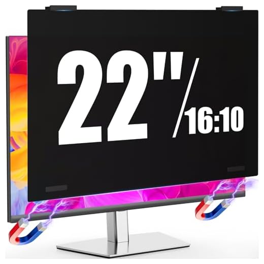 AEGIVIXE Magnetic 22 inch Privacy Screen for Computer Monitor Frameless/Thin Bezel 16:10 Aspect Ratio, Hanging Anti Blue Light Shield Eye Protection, 22in Removable Anti-Impact Privacy Protector Film