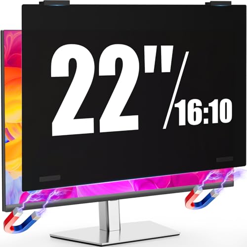 Image of Magnetic 22 inch Privacy Screen for Computer Monitor Frameless /Thin Bezel 16:10 Aspect Ratio, Hanging Anti Blue Light Shield Eye Protection, 22in Removable Anti-Impact Privacy Protector Film