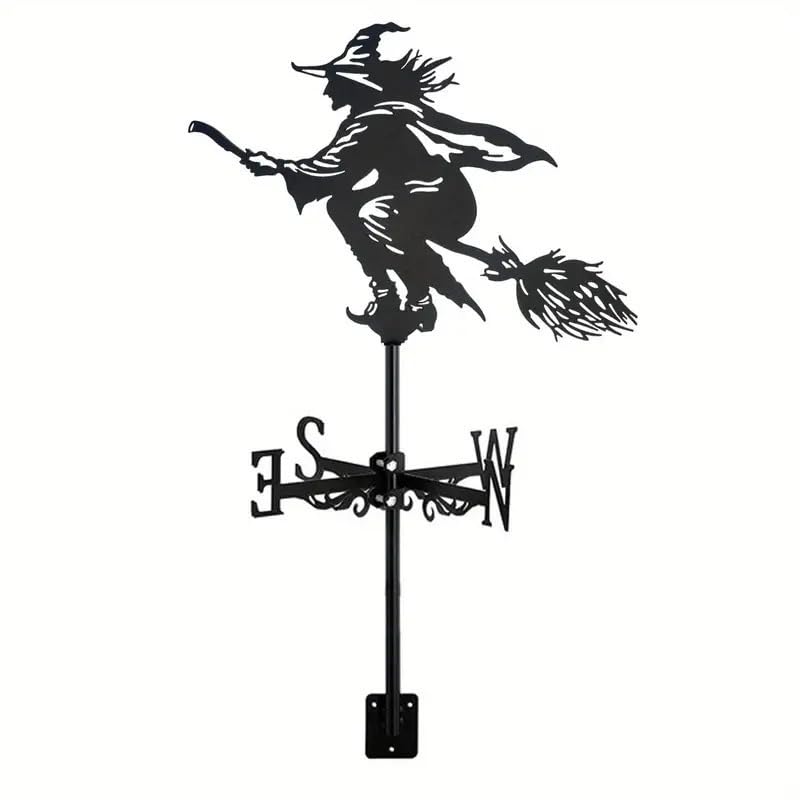 Witch Metal wiatrowskaz wiatrowskaz, ze stali nierdzewnej drążony wiatrowskaz z mocowaniem dachowym na dach na zewnątrz gospodarstwo podwórko ogród altana dekoracja