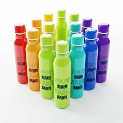 Image of RED WIND Unbreakable 1 Litre Quote Water Bottles | Pack of 12 | Multicolor | Leakproof Screw Cap | BPA-Free | Bottles for Fridge, Gym, Home, Office, School and Travel