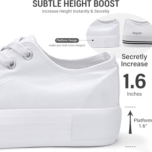 Women's Platform Sneakers 4cm Height Increase, Classic Canvas Platform Low Top Sneakers for Women and Teen Girls, Multiple Colors Fashion Trendy Cute Shoes3