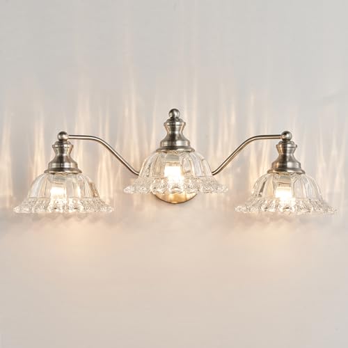 Image of XIEDUN Brushed Nickel Bathroom Vanity Light Fixture 3 Light Vanity Lights for Bathroom Vanity Light Fixtures