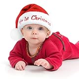 benpen Baby Santa Hat,Unisex Christmas Hat for Toddler Plush Xmas Claus,Velvet Classic Santa Outfit for New Year Festive Party Supply