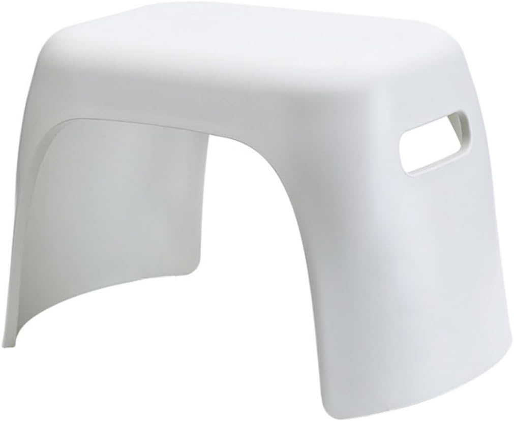 ’s Anti-Slip Plastic Stool, Nordic Style Small Footstool, White 33×20×21cm, Bathroom and Home Use