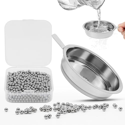 FSWWSF Reinigungsperlen Edelstahl mit Siebkorb 3mm Edelstahl Perlen Reinigung Wiederverwendbar Reinigungskugeln für Glasflaschen Flaschen Weinkaraffe Karaffen (1200 Stück)