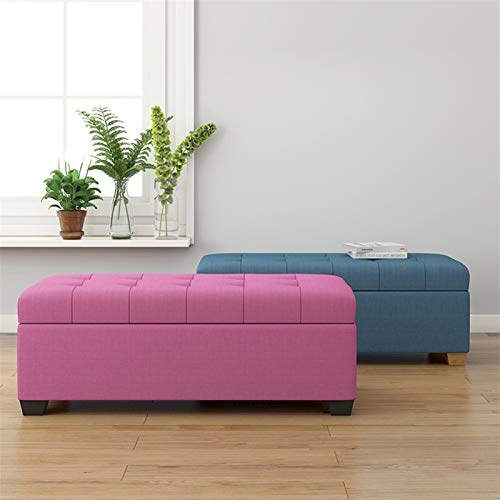 Banquette pliable gain de place pouf coffre de rangement tissu vert 60cm - 3