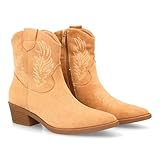 botas cowboy mujer baratas Botin campero casual con bordados.