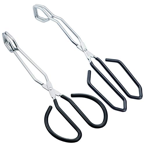 HINMAY Scissor Style Tongs 10-Inch and 11-Inch Set Stainless Steel Wire Tongs Meat Tongs, Set of 2