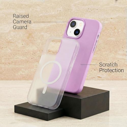Image of amazon basics Luxury MagSafe Compatible Magnetic Case for iPhone 15 | Soft Touch Matte Pastel Finish | Shockproof Back Cover with Camera Protection (Purple)