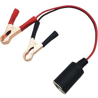 CTRICALVER Adattatore Accendisigari 12V / 24V, Presa Accendisigari Femmina con Circa 25 cm 16AWG Cavo e pinze per Cavi Batteria (1 Pezzi)