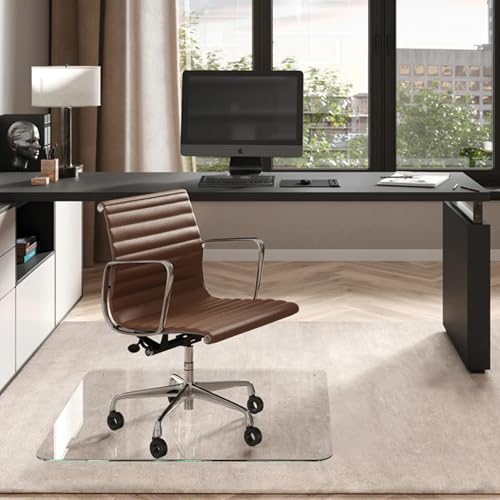 Vitrazza Glass Chair Mat 42” x 42” Superior ¼ Thick, Luminoso Low-Iron Ultra Clear, Certified Tempered Safety Glass, Delivers a Smooth Glide, Protects Carpet or Wood, Beautiful in Home or Office.