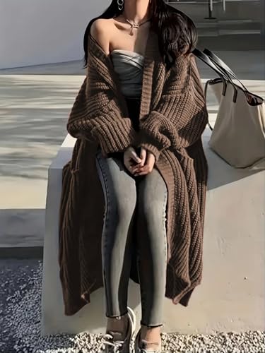 Image of Womens Long Cardigan Sweaters Open Front Oversized Duster with Pocket for Women 2025 Fall Winter Knit Design Coats