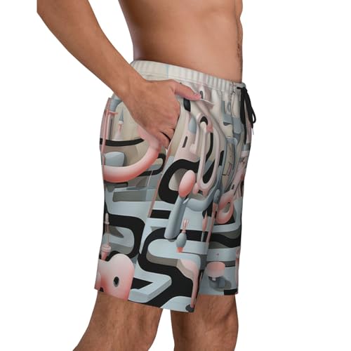 Desaturated Color Theme Men Beach Pants â€“ Swim Trunks for Men,Quick-Dry and Comfortable, Suitable for Beach, Surf, and Everyday Wear Black3
