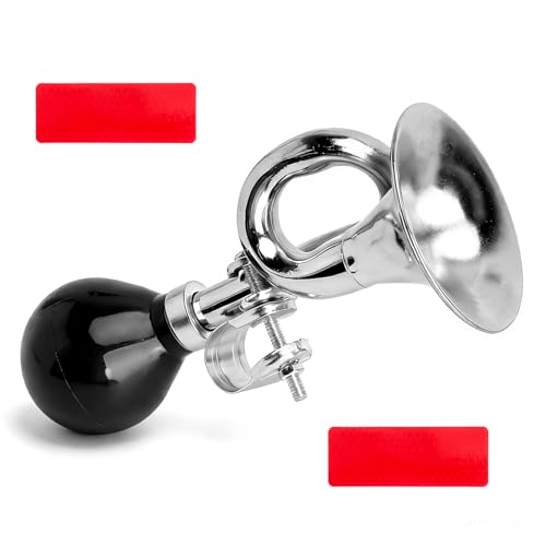 KQDRAVINE Bocina de Bicicleta Potente con Clip Ajustable y 2 Pegatinas Reflectantes Rojas, bocina Retro Vintage para la mayoría de manillares de Bicicletas de montaña y carritos de Golf