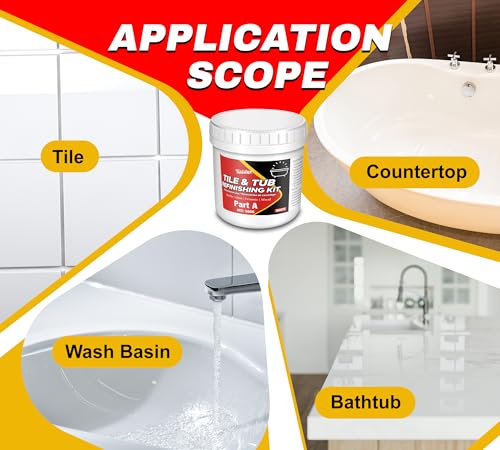 Kit de renovación para bañeras y azulejos, 35oz con herramientas completas y endurecedor, pintura cerámica blanca brillante impermeable y sin VOC miniatura 5