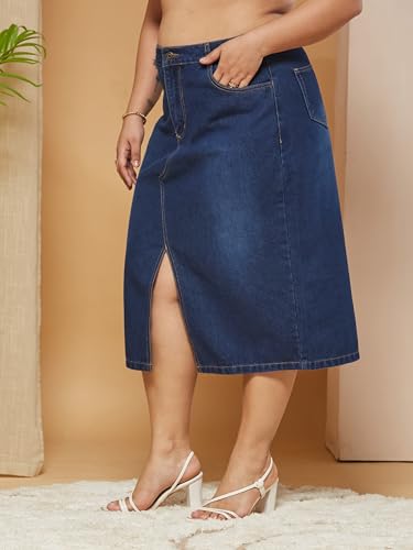 Image of Miss Chase A+ Women's Regular High Rise Above Knee Stretchable Denim Shorts & Skirts