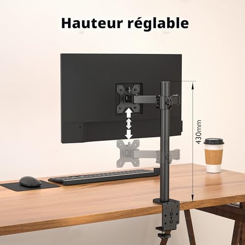 Support ecran PC 13-32 pouces inclinable et pivotant pour moniteur LCD LED VESA 10kg