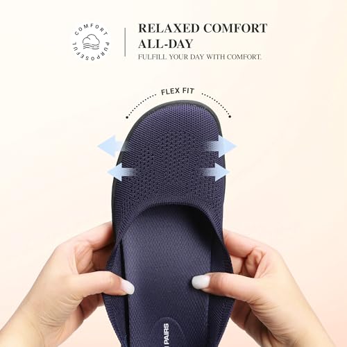 DREAM PAIRS Ballerinas Damen Elegant Bequem Fußgewölbeunterstützung atmungsaktivem Strick Hallenschuhe rutschfest Slip-On Reise Arbeit Business Büro Barfußschuhe,Size 39,Marine,SDFA26015W