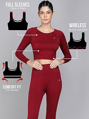 Image of Kobo Medium Impact Slip on Everyday Sports Bra for Women - Lightly-Padded, Non-Wired & High Coverage | Lined Cups with Removable Inserts (Imported)