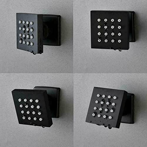 Robinet de douche thermostatique noir avec buse et LED plafond