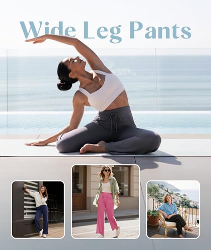 Image of TNNZEET Women's Wide Leg Pants - Casual Loose Yoga Trouser Pants Sweatpants Palazzo Lounge Pajama Pants