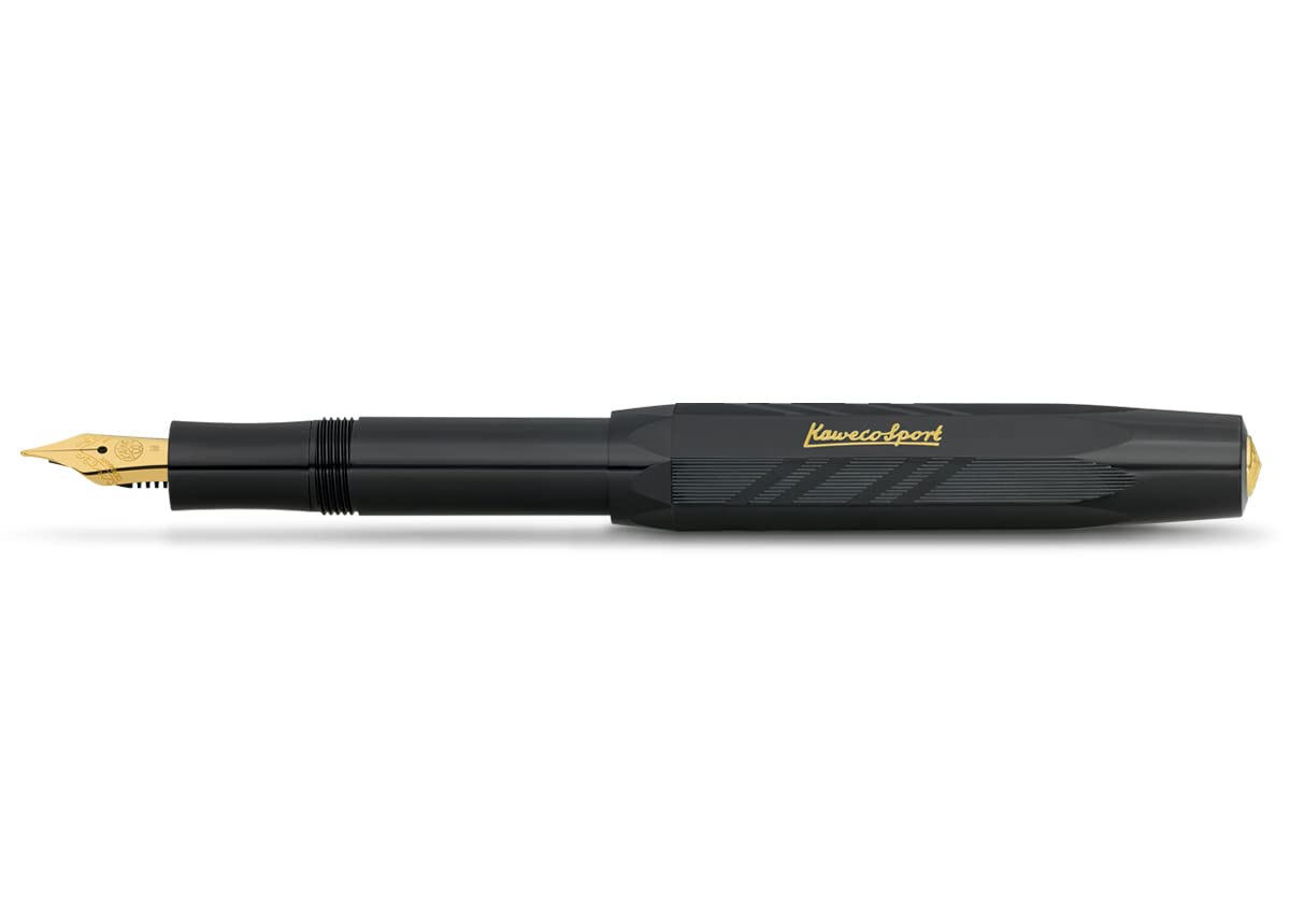 Kaweco CLASSIC SPORT Fountain Pen Guilloche Black with Gold-Plated Steel Nib and Iridium Tip for Ink Cartridges I Sport Fountain Pen 13 cm I Nib: M (Medium) — image 1
