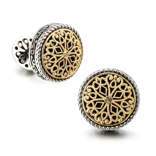 Image of Cuff Links Mens, Cufflinks for Men, Men's Cuff Links for Wedding, Business, Father's Day, Gift for Men, 18K Gold Plated with Luxury Wooden Gift Box