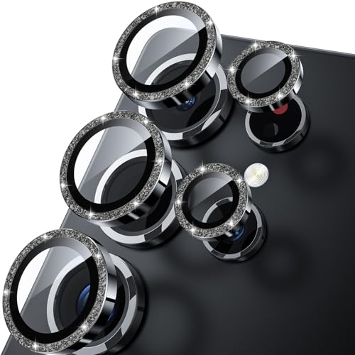 Image of WSKEN for Samsung Galaxy S25 Ultra Camera Lens Protector - Ultra Thin | Case Friendly, 9H Shatterproof Tempered Glass, Anti Scratch Metal Circle, Camera Screen Protector Cover Accessories, Glitter