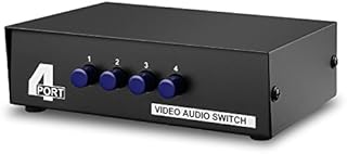 TNP AV Switch Box Switcher Selector (4 Input 1 Output) - 4 Way Port Stereo RCA Audio and Composite Video Selector Switch Box For Wii, XBOX, DVD, PS2, Cable Box, Security Monitors, Cameras