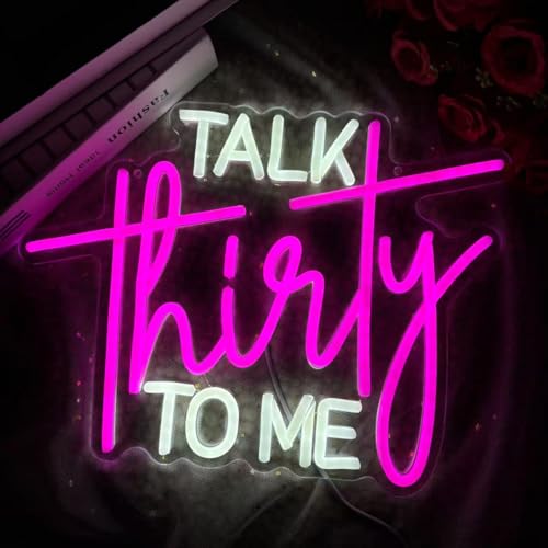 Image of Talk Thirty To Me Neon Sign 30th Birthday Decorations Birthday Anniversary | 30th Birthday Neon Signs Thirty Birthday Gifts For Him Her USB Neon Sign for Birthday Anniversary