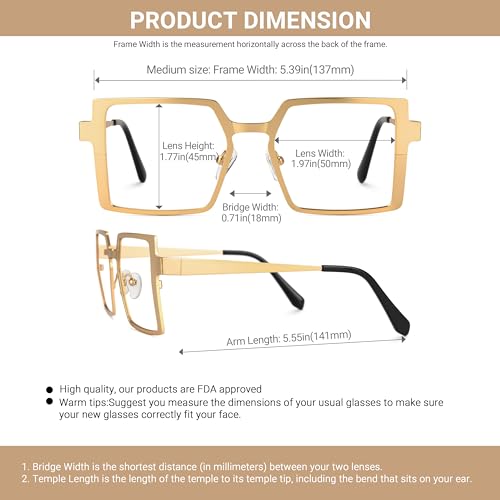 Image of VOOGLAM Stylish Rectangle Blue Light Blocking Glasses for Women Men Anti Eyestrain Dry Eyes Eyewear Elowen