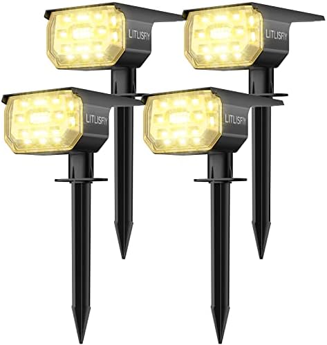 LITLISFlY Solar Spot Lights Outdoor Landscape Spotlights, 50 LEDs Solar Powered Outdoor Lights Auto On/Off with 3 Modes, IP67 Waterproof 2in1 Solar Outdoor Lights for Garden Yard Driveway Pathway