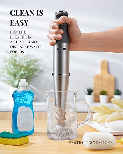 Gdor Scratch Resistance Immersion Blender, Stick Blender With 800 Watts Heavy Duty & Low-Noise Dc Motor, Variable Speed Hand Blender For Soups, Sauces, Smoothies, Baby Food, Titanium Blades, Bpa-Free #TOP5