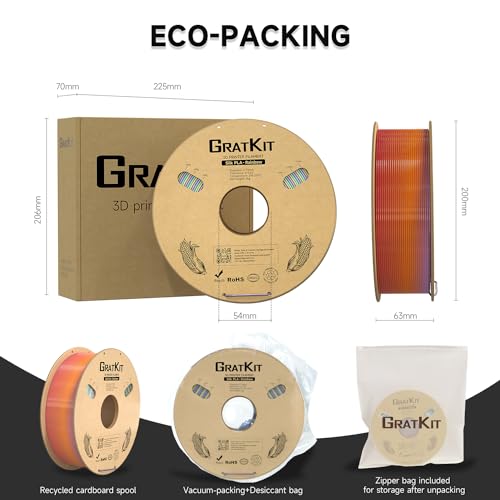 Image of Gratkit Silk Rainbow PLA Filament 1.75mm, Color Change 3D Printer Filament, + /-0.03mm, Multicolor 3D Printing Filament Rainbow Universe