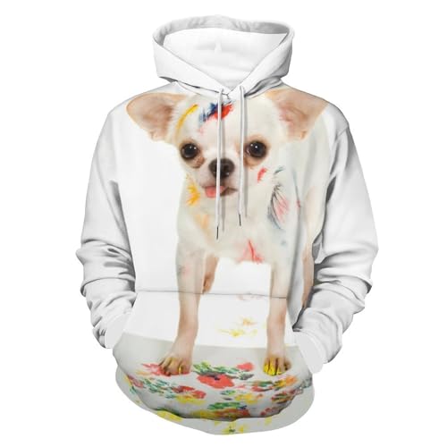 Sweats à capuche manche longue chien blanc | Pull pour homme femme unisexe taille S