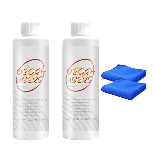 Lesyia Nettoyant pour vitres de voiture, nettoyant pour vitres, dissolvant de film d'huile, convient aux, fenêtres et rétroviseurs, pour une meilleure visibilité. (2Pièce)