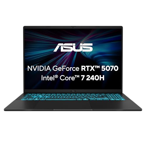 ASUS V16 V3607VM Gaming Laptop | 16' WUXGA 16:10 144Hz IPS Display | Intel Core 7 240H | 16GB RAM | 1TB SSD | NVIDIA RTX 5070 | Win11 Home | QWERTZ | Black | 3Monate GamePass