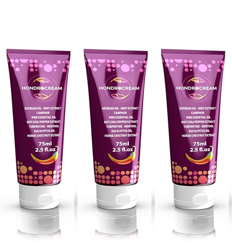 Hondrocream Original 3 x 75 ml | Crema para articulaciones premium desde 2020 | 225 ml | Natural y probado | Fabricado en la UE. Pies, rodillas, cuello, hombros, espalda y dolores musculares