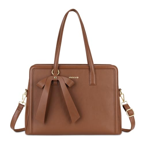 MOSISO Sac Fourre-tout 15,6-16 Pouces Cuir PU Pour Femme | Ordinateur Portable à Noeud Papillon Grande Capacité, Sac à Main de Travail Pour Bureau & Affaires, Marron