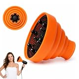 PHYNDR Silikon Diffuser Föhn Aufsatz, Universal Diffusor Aufsatz, Föhnaufsatz Haarfönabdeckung Haartrockner Diffusor Haar Faltbar Tragbar Haarfön Reisefön Für Lockiges Natürlich Gewelltes（Orange）