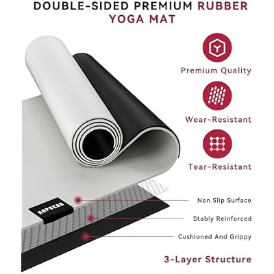 HAPBEAR Large Yoga Mat 72x30 - 5mm Thick PU Top & Rubber Bottom - Non-Slip Wide Exercise Mat with Dual Layers - High Shock Absorption for Professional Yogis & Home Workouts - Bonus Oxford Bag Included