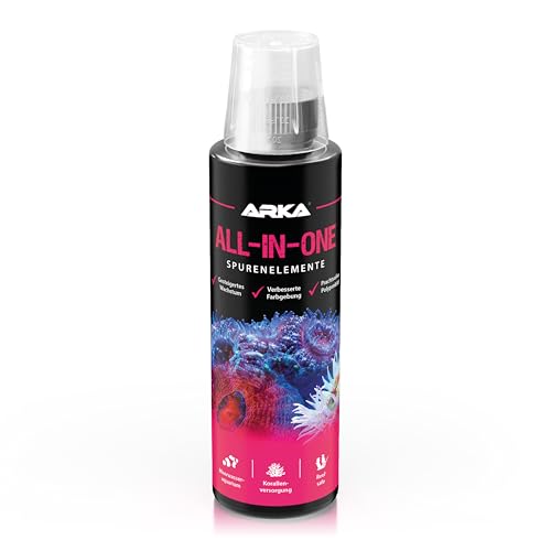 Korallenversorgung Meerwasseraquarium – ARKA All-In-One 236 ml – Komplettlösung mit Kalzium, Jod, Strontium & Vitaminen – fördert Farbenpracht & Wachstum – über 70 Nährstoffe