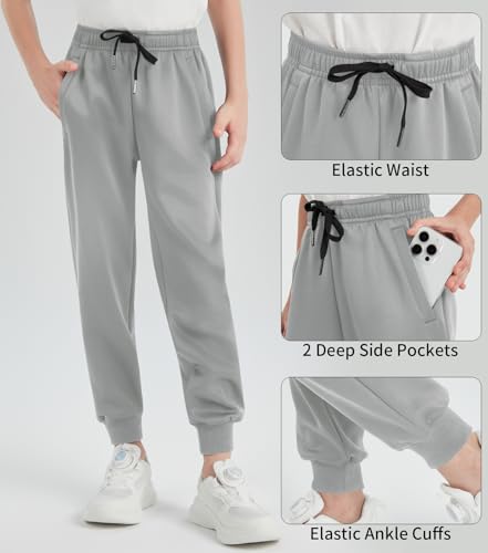 QBK Boys Joggers Slim-Fit Tapered Sweatpants with Adjustable Drawstring Waist, Stretch for Sports & Casual Wear 3-16Y3