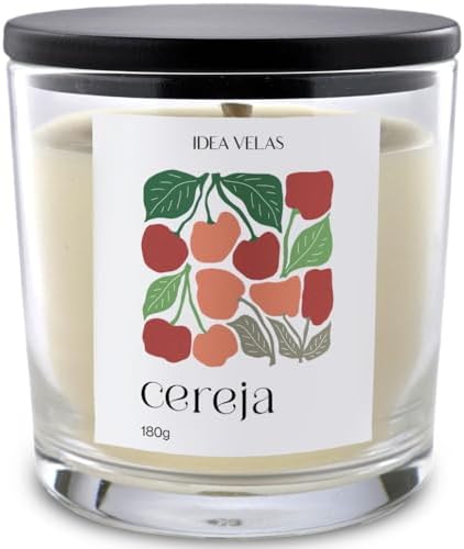 10 Ideias de Presente de Amigo Oculto para Mulheres (R$50 - R$150) 1 Vela aromática perfumada de Cereja, IDEA VELAS 180g, cera vegetal