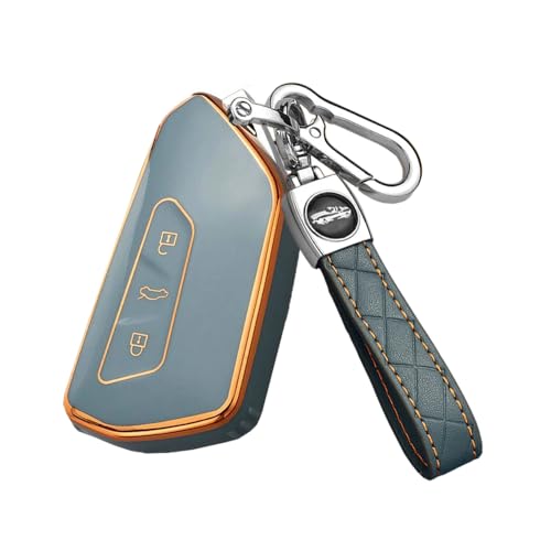 Funda de llave para VW ID.3 e ID.4 de TPU duradero con acabado gris azul de alta resistencia