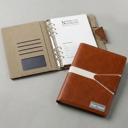 Image of Giftana Personalized Diary with Name, Personalized Office Planner Notebook Diary with Magnetic Lock, Corporate Gifts for Employee (Tan)